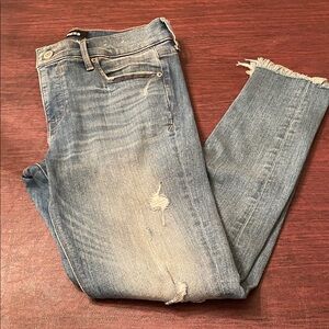 Express Light Blue Distressed Denim Perfect  Ankle Jeans